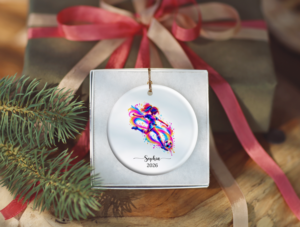 Girls Soccer Player Christmas Ornament