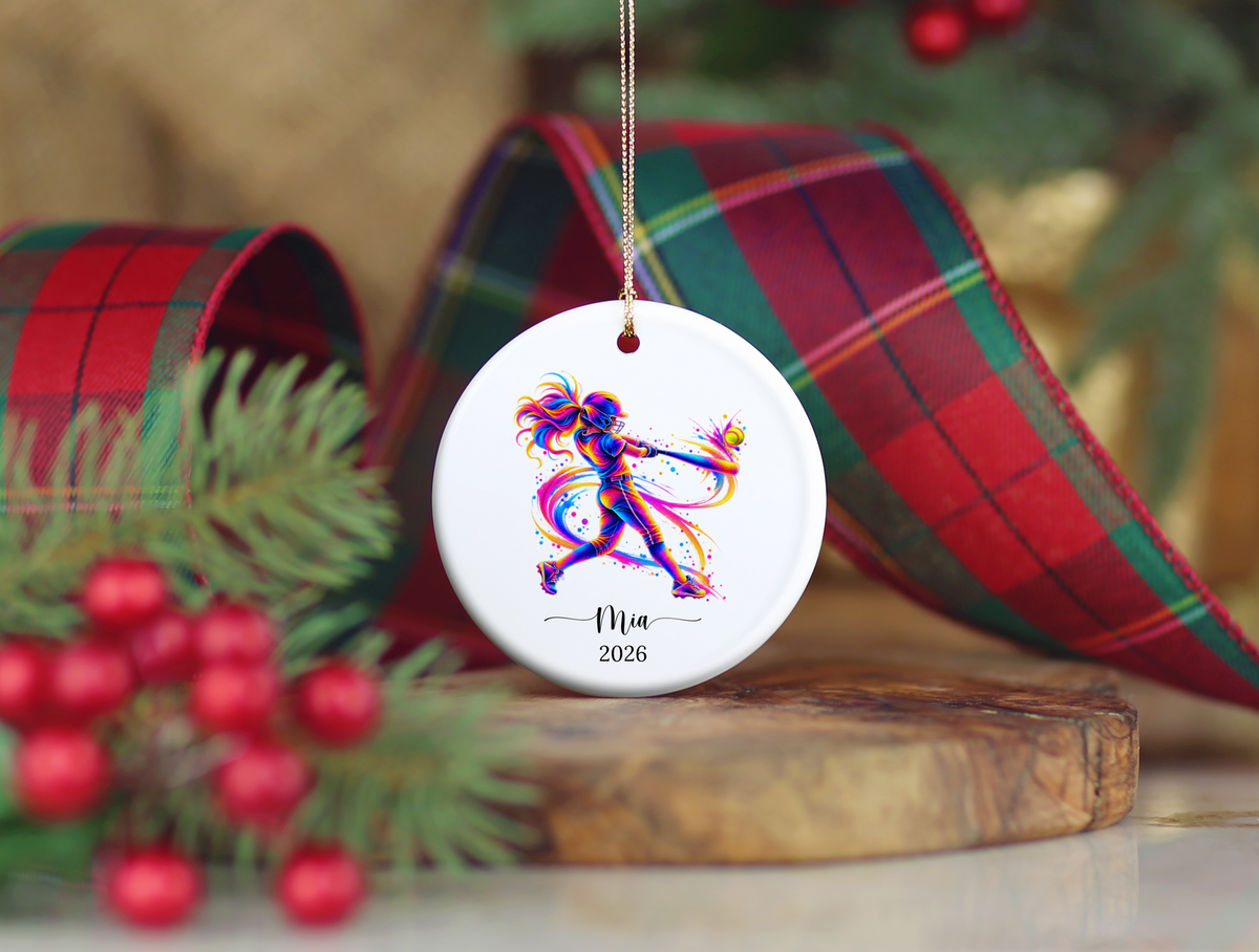 Girls Softball Player Christmas Ornament