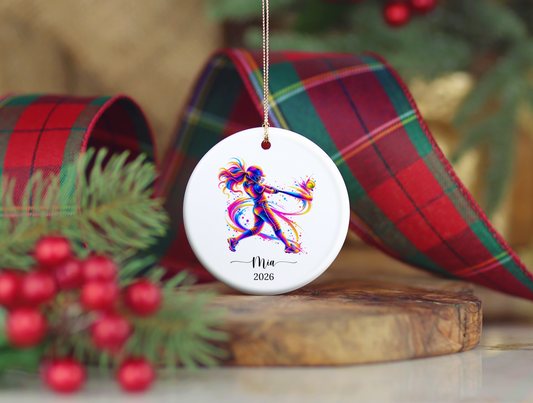 Girls Softball Player Christmas Ornament