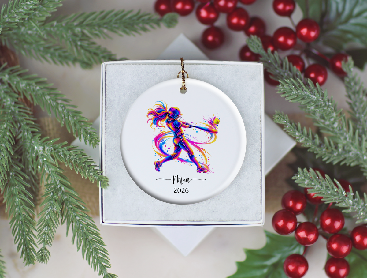 Girls Softball Player Christmas Ornament
