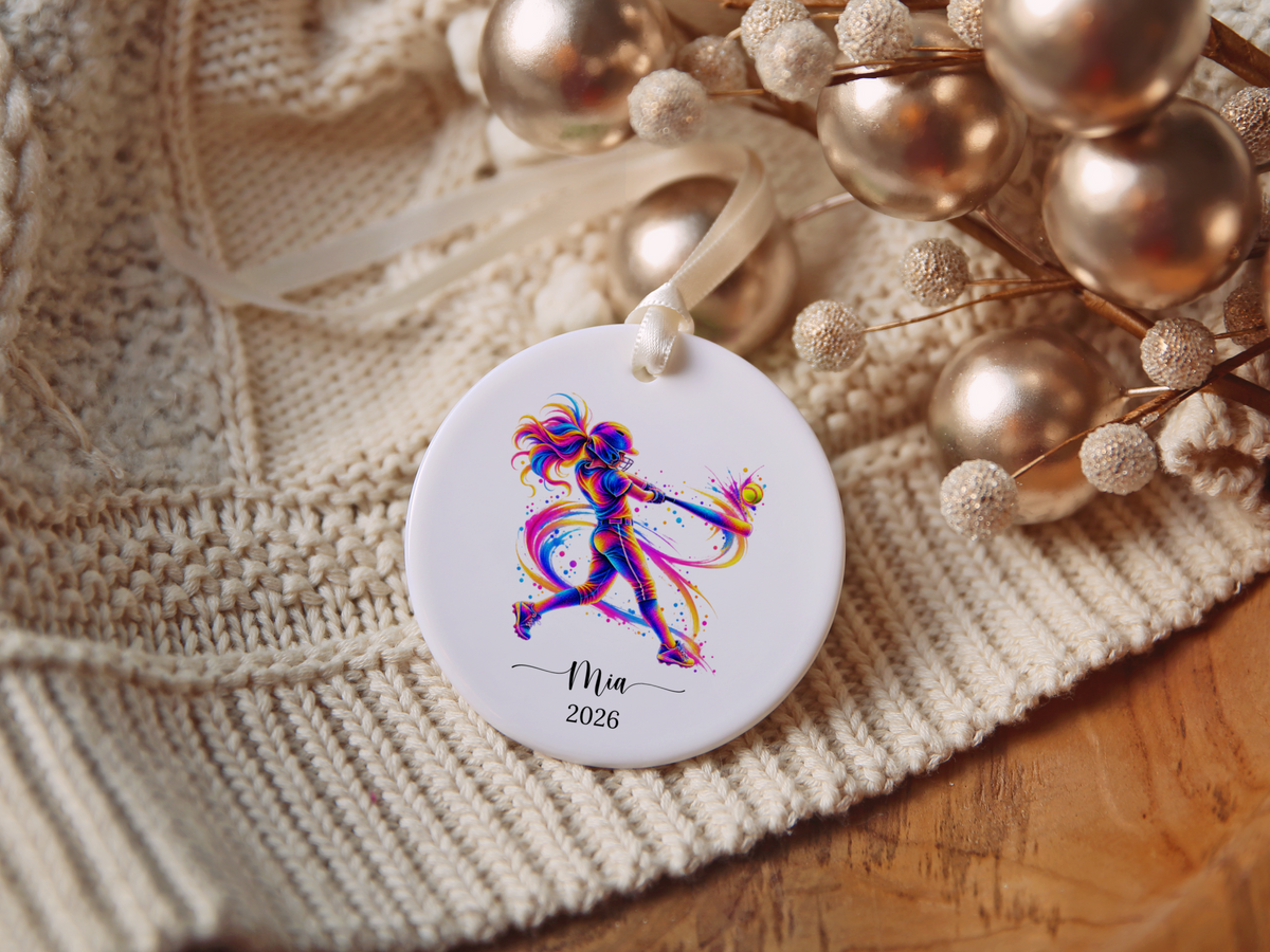 Girls Softball Player Christmas Ornament
