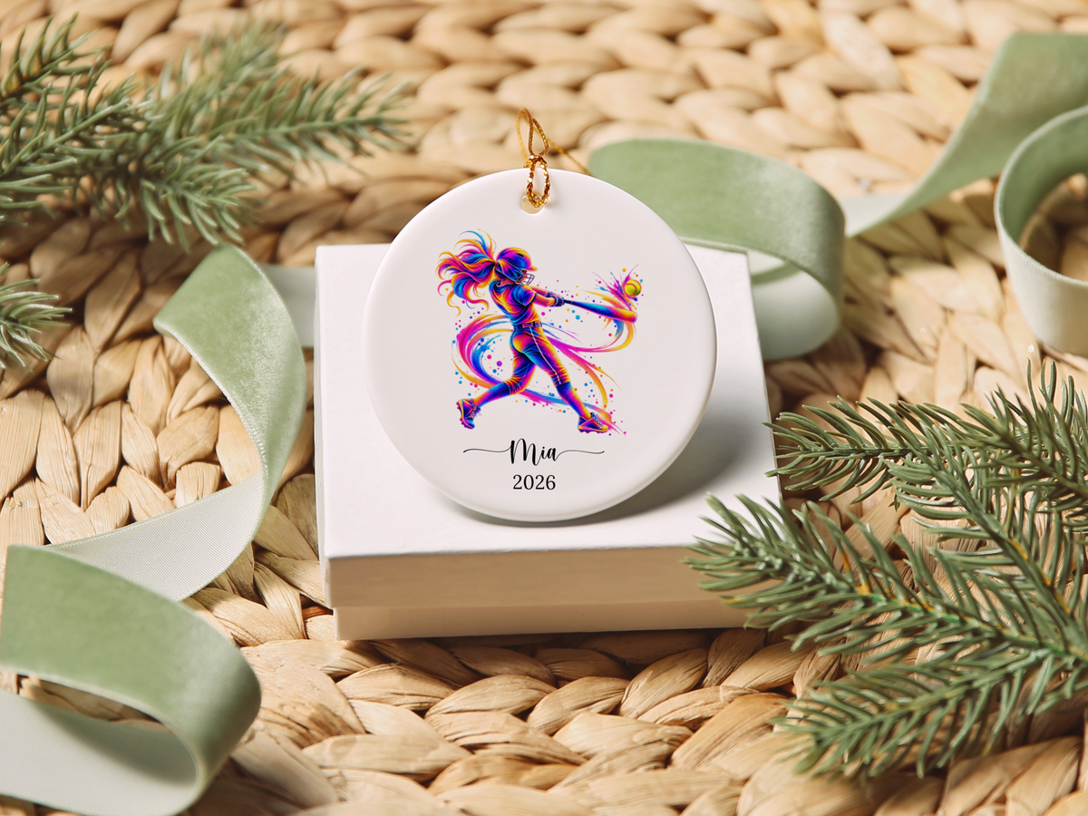 Girls Softball Player Christmas Ornament