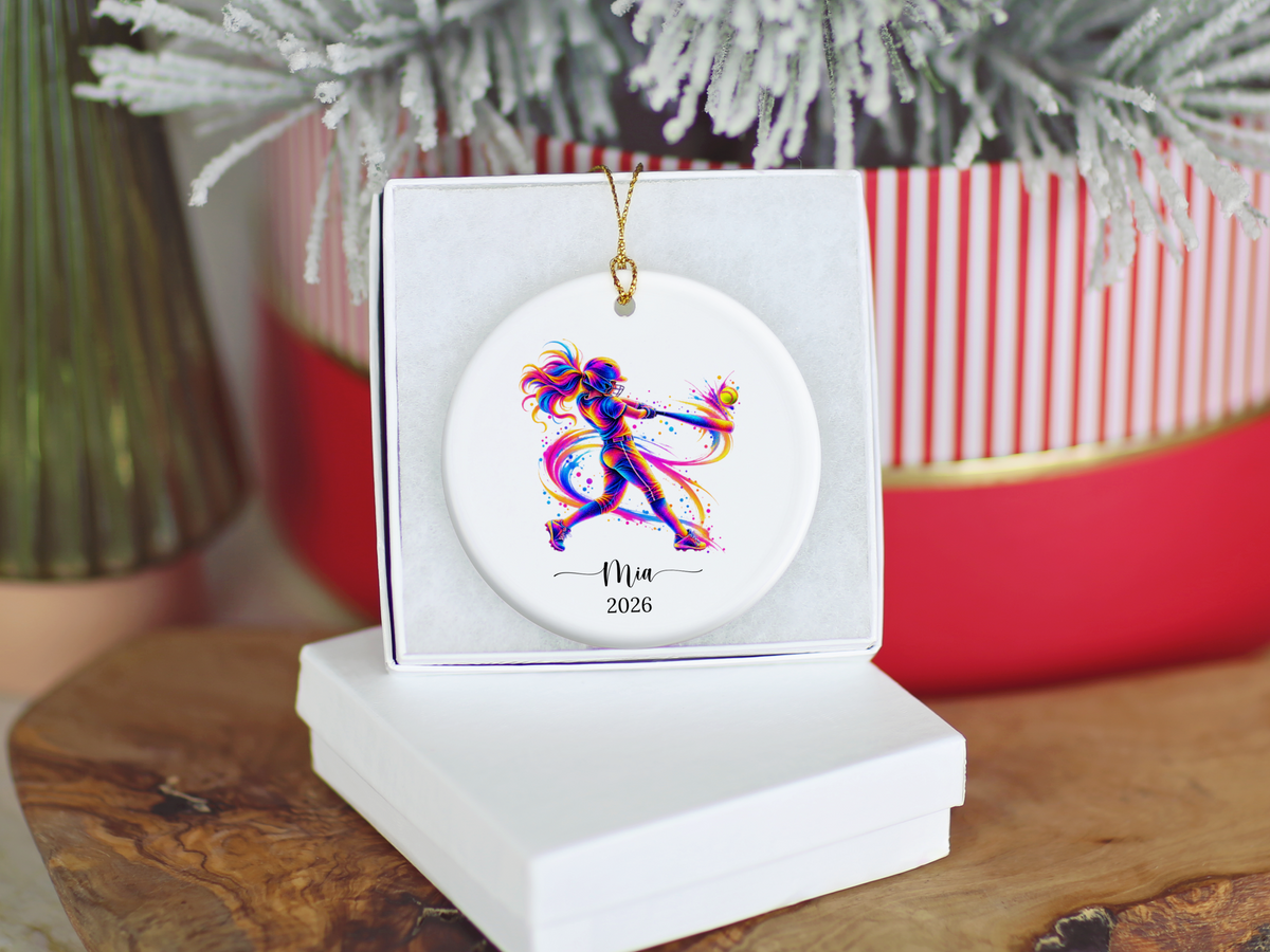 Girls Softball Player Christmas Ornament
