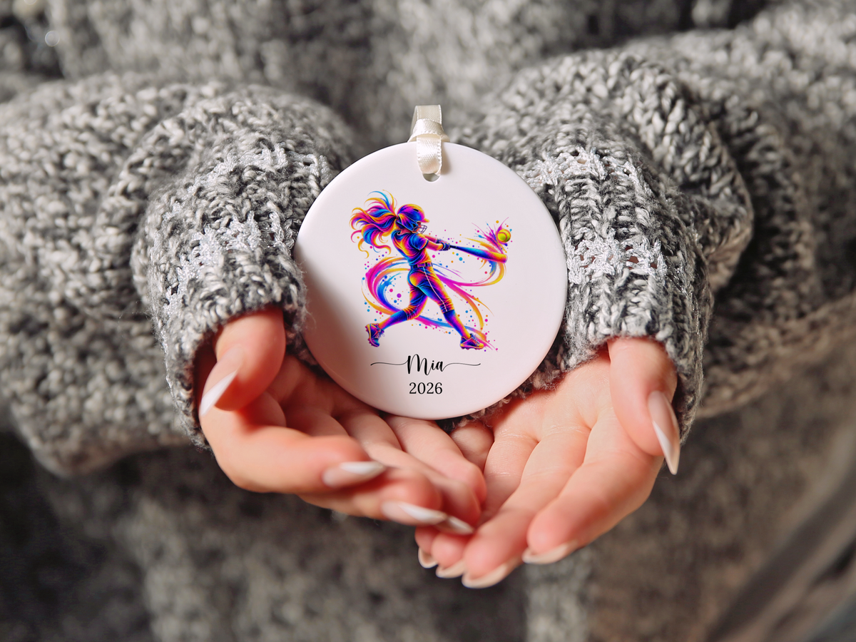 Girls Softball Player Christmas Ornament
