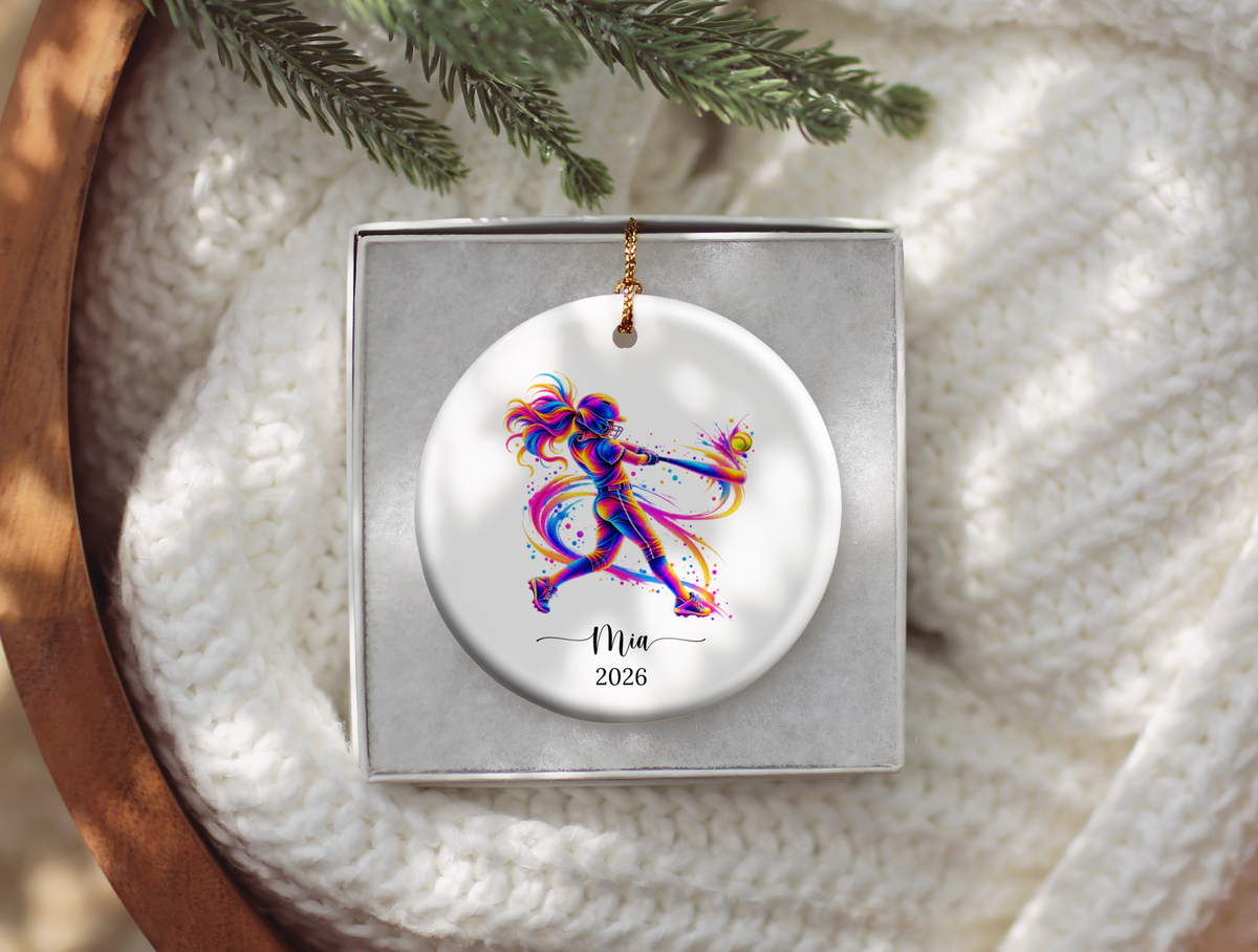 Girls Softball Player Christmas Ornament