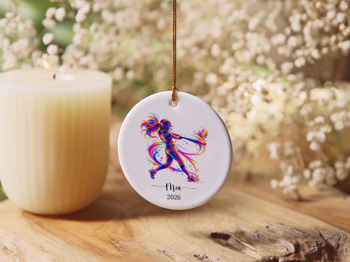 Girls Softball Player Christmas Ornament