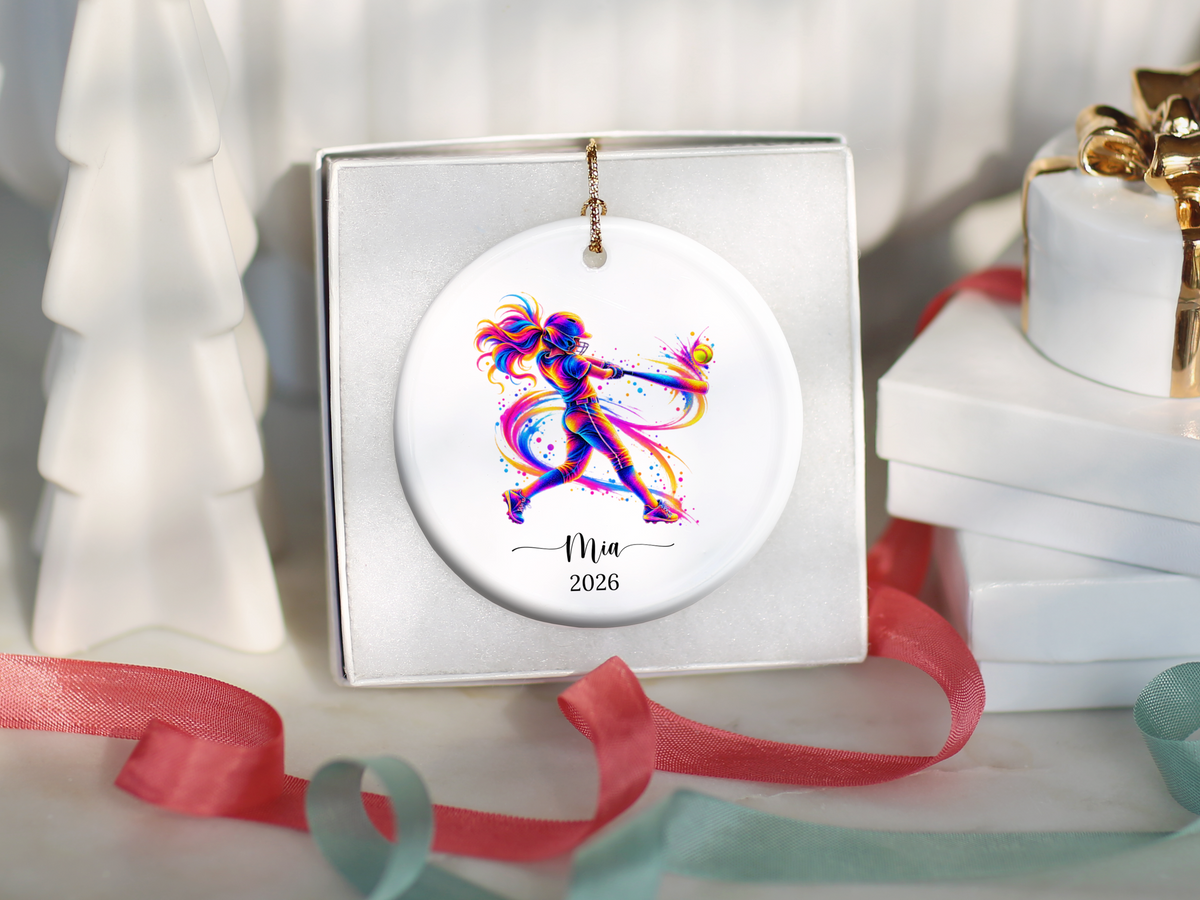Girls Softball Player Christmas Ornament