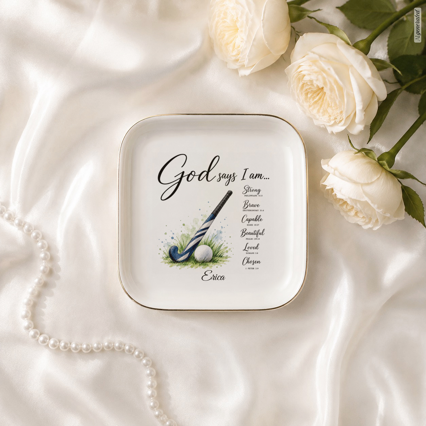 Field Hockey Christian Jewelry Dish Trinket Tray