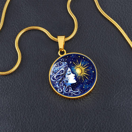Celestial Sun and Moon Pendant Necklace-[Heartfelt Family Gift]