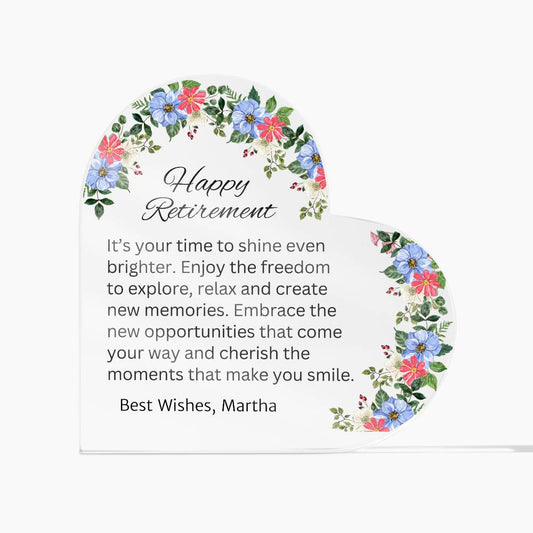Retirement Acrylic Heart Plaque-[Heartfelt Family Gift]