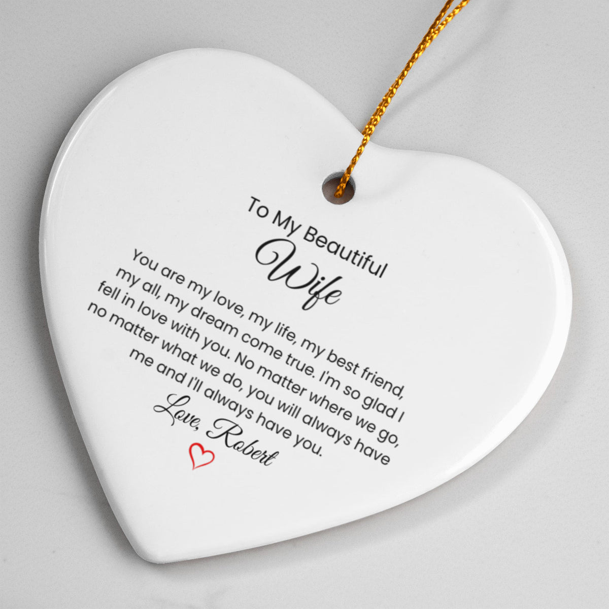 Ceramic Heart Ornament Gift for Wife