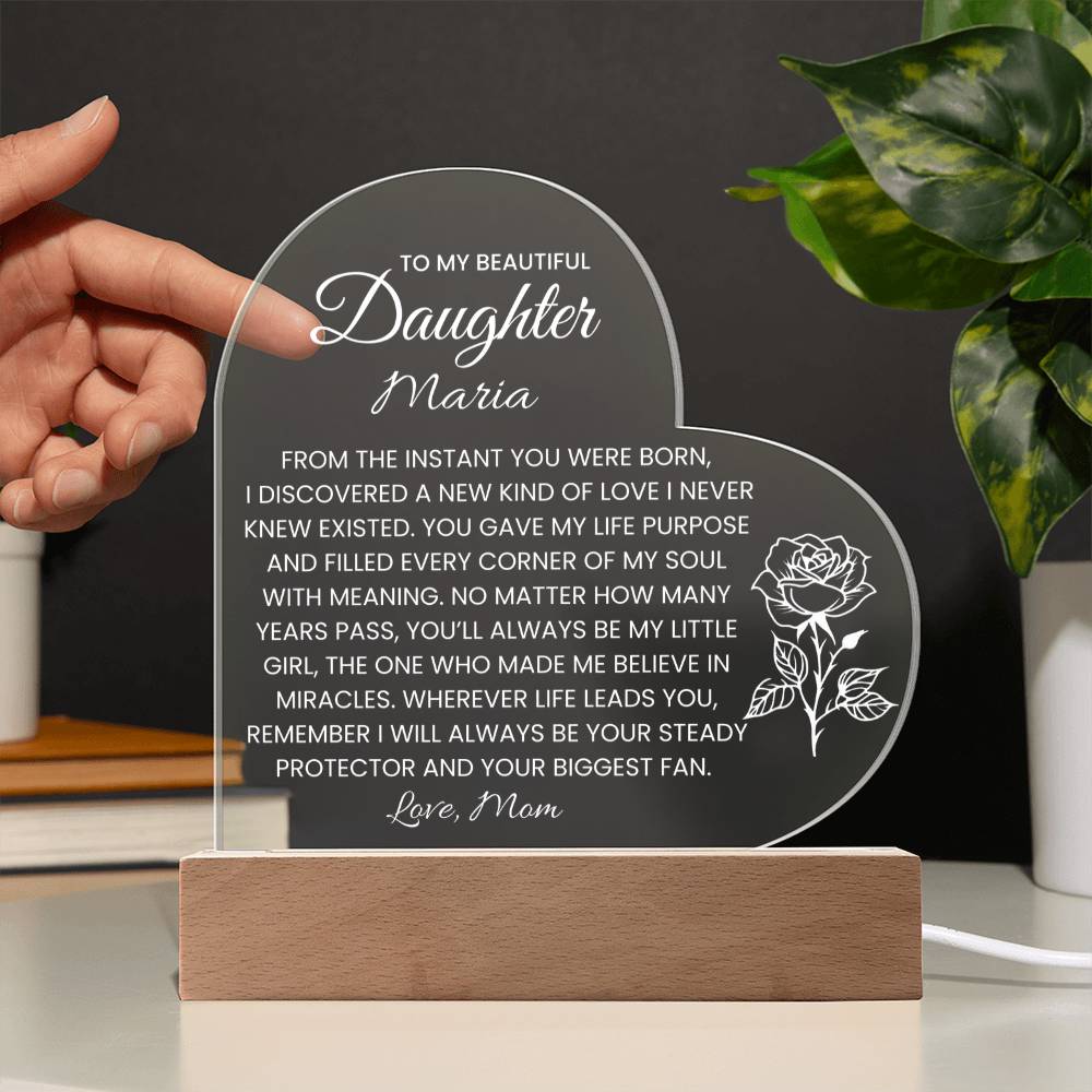 Daughter LED Lighted Acrylic Heart Plaque Gift