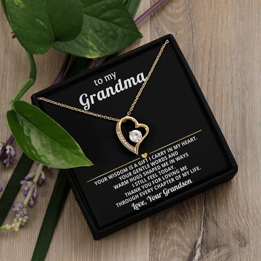 To My Grandma Necklace Gift from Granddaughter or Grandson