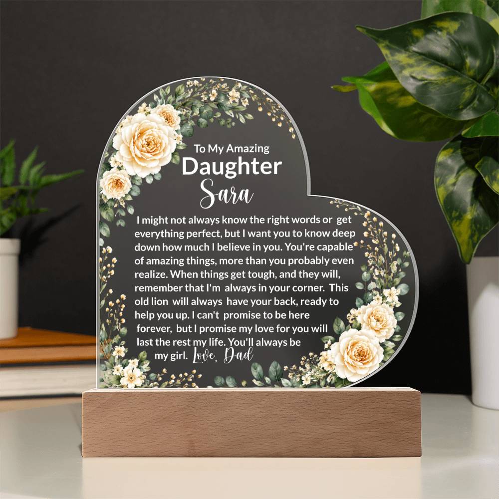 Heart LED Light Plaque Gift from Dad