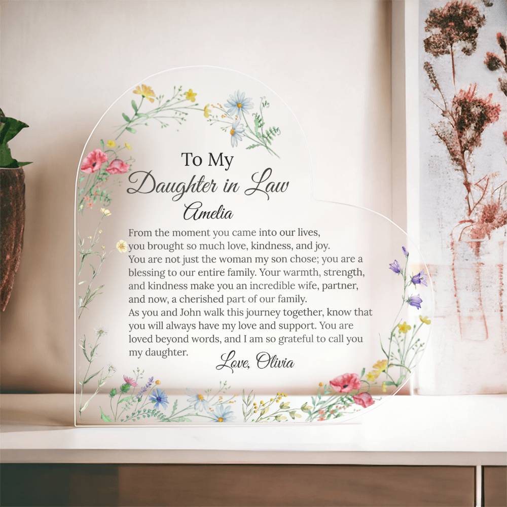 Personalized Heart Acrylic Plaque Gift for Daughter-In-Law