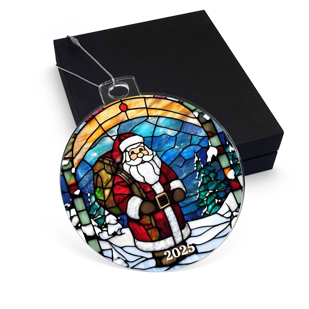 Santa Stained Glass Ornament