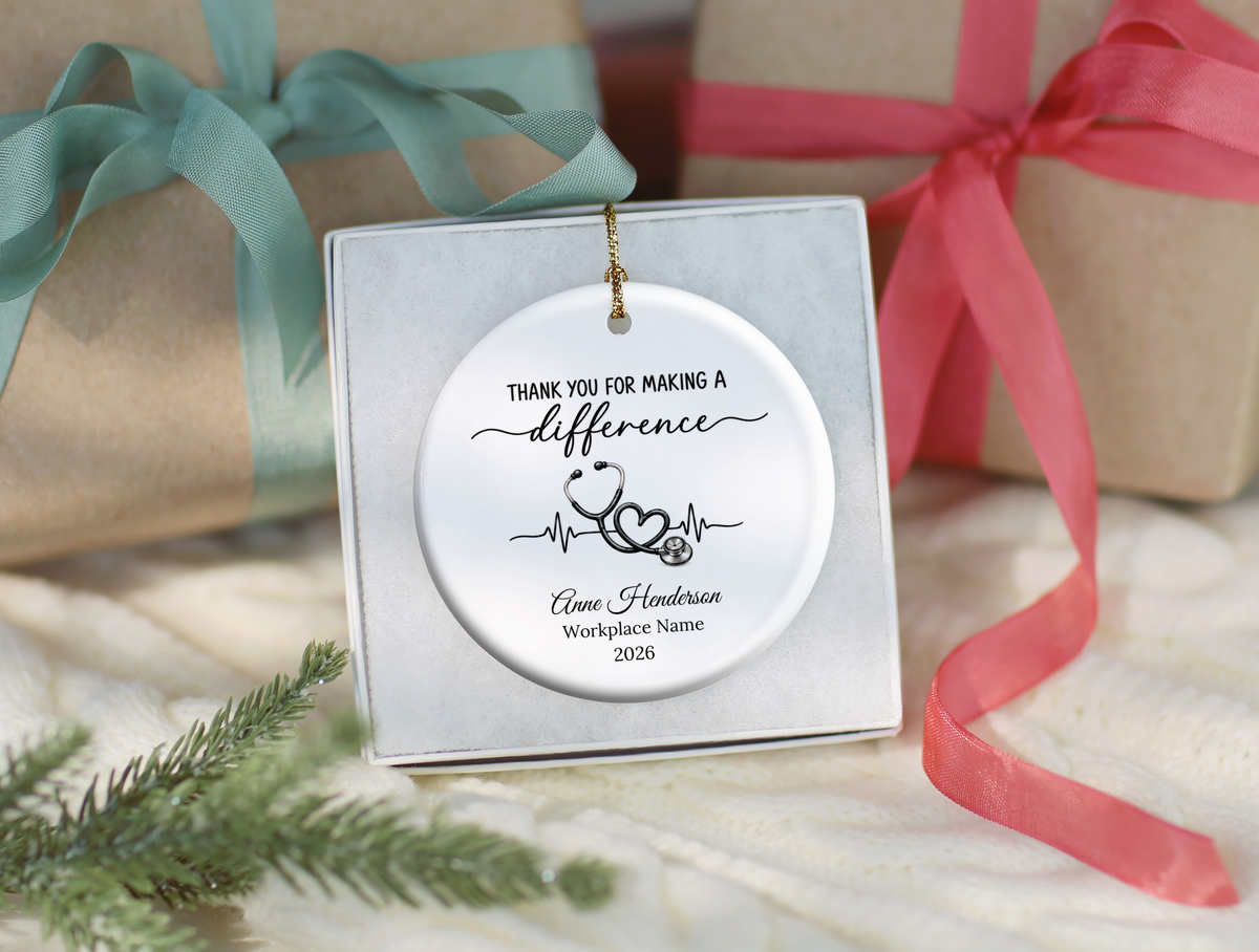 Nurse Thank You Ornament, Personalized Nurse Coworker Gift, Healthcare Appreciation Gift