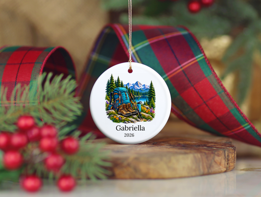 Personalized Hiking Christmas Ornament