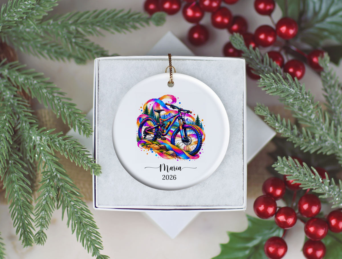 Mountain Biking Christmas Ornament