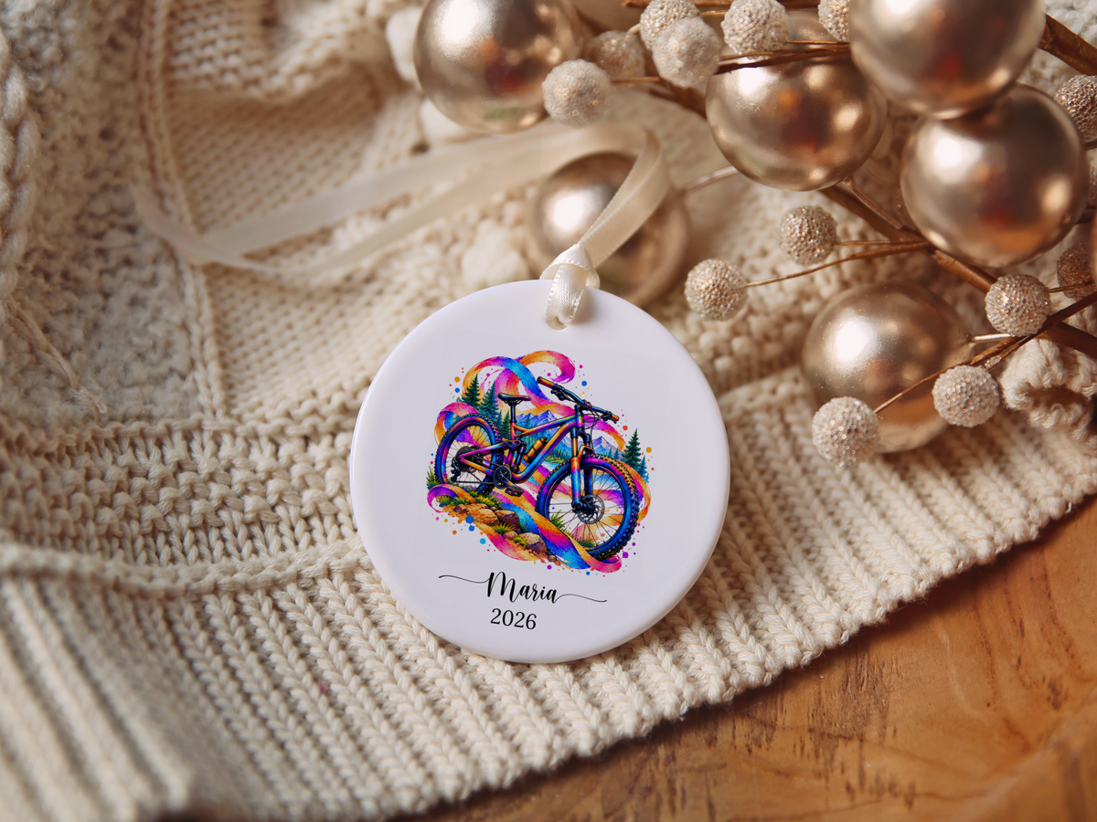 Mountain Biking Christmas Ornament