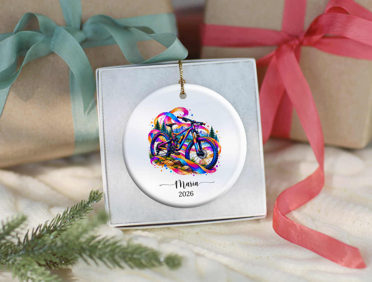 Mountain Biking Christmas Ornament