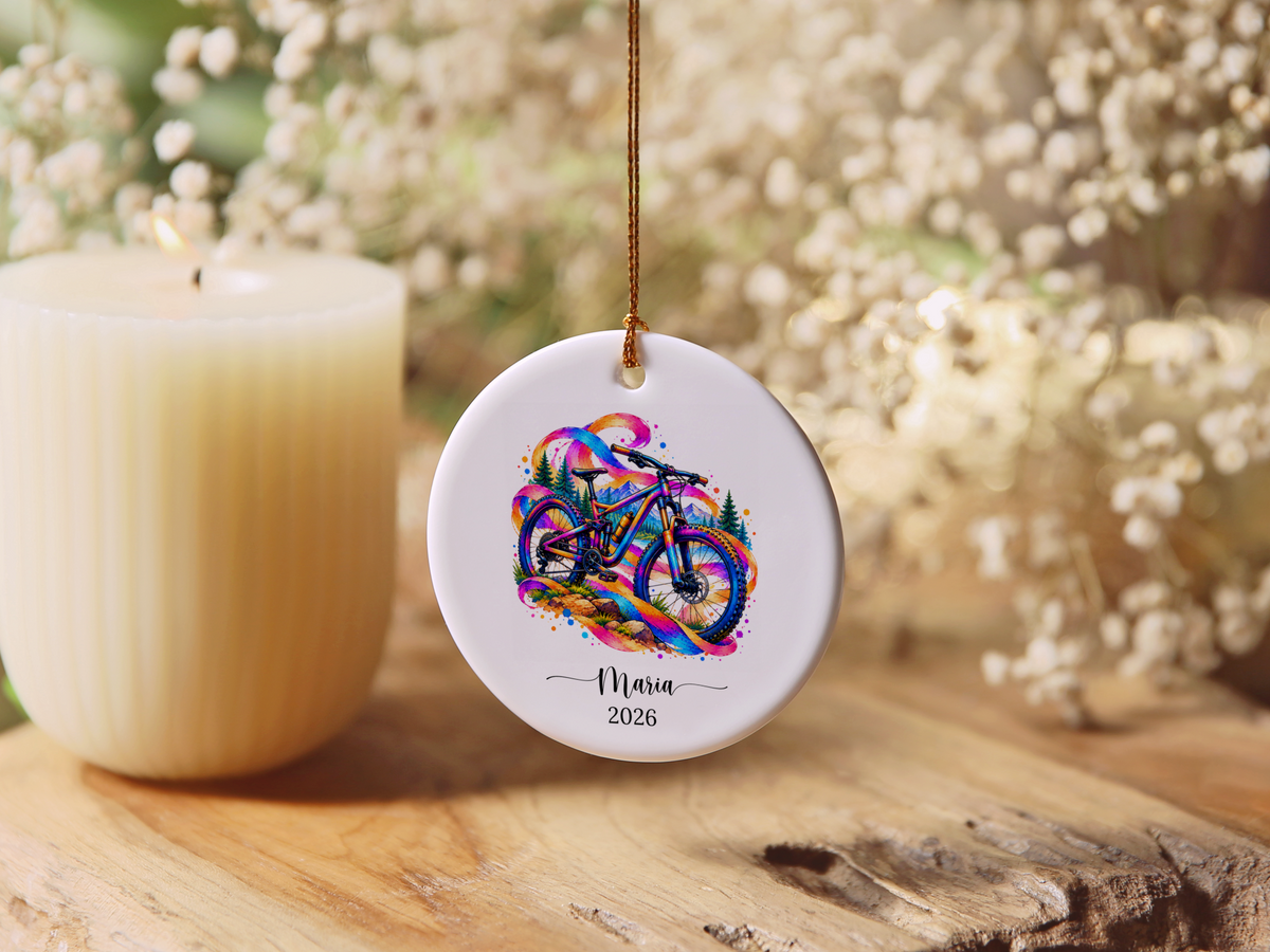 Mountain Biking Christmas Ornament