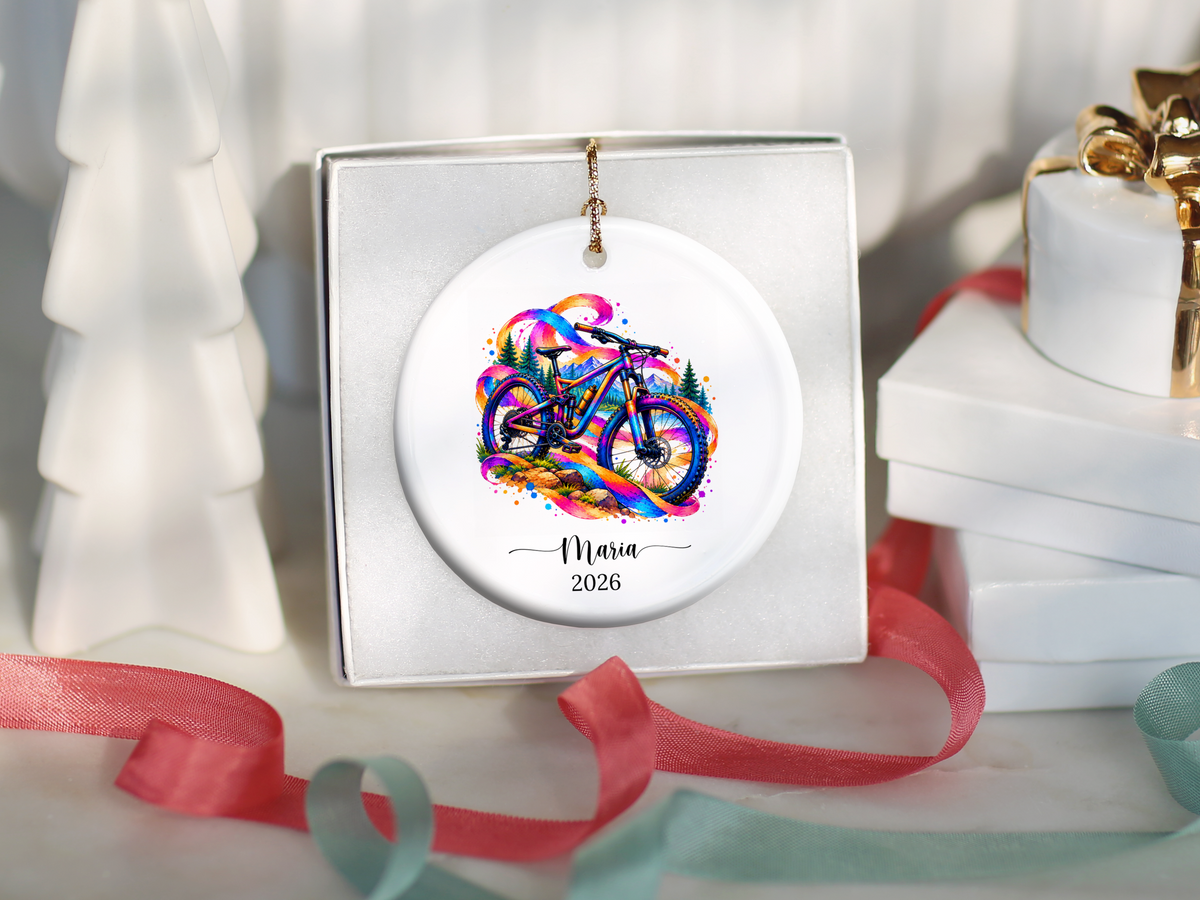 Mountain Biking Christmas Ornament