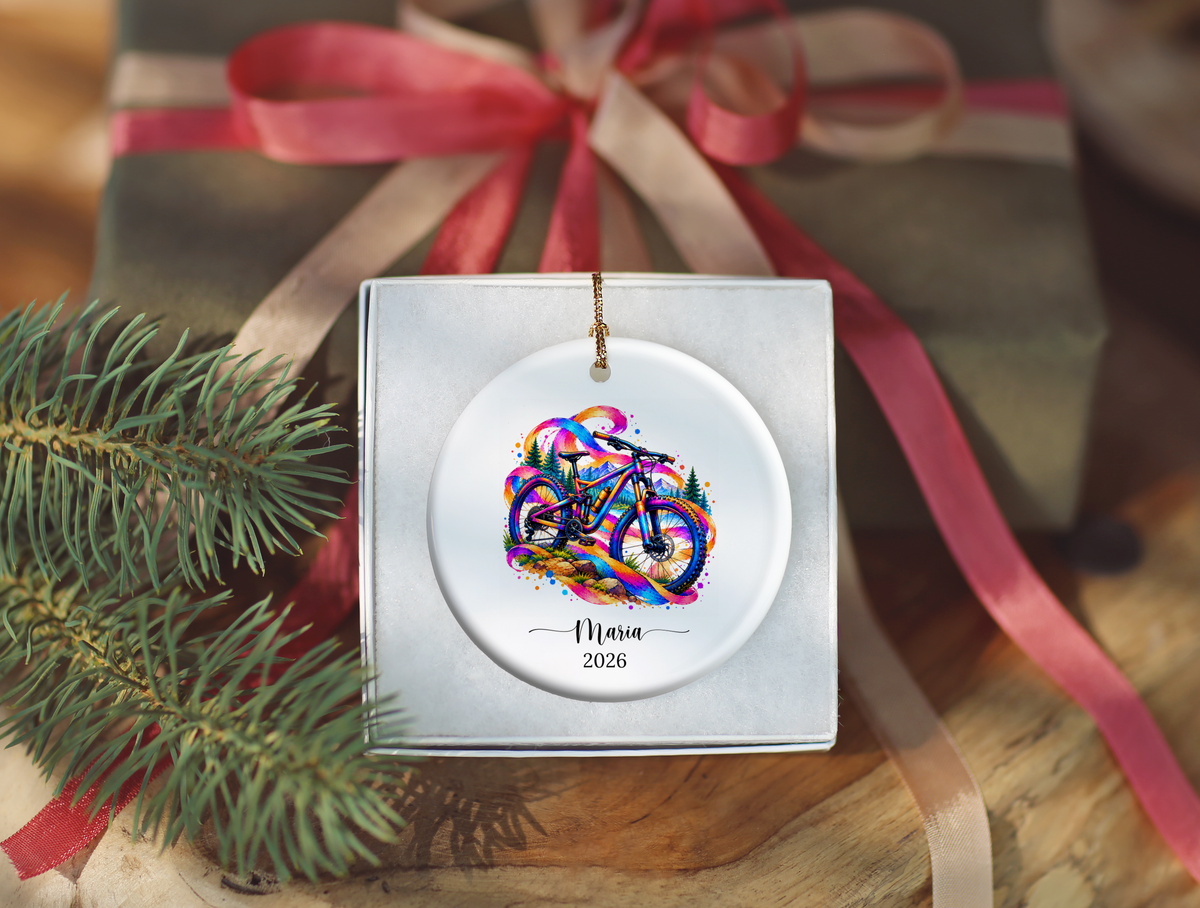 Mountain Biking Christmas Ornament