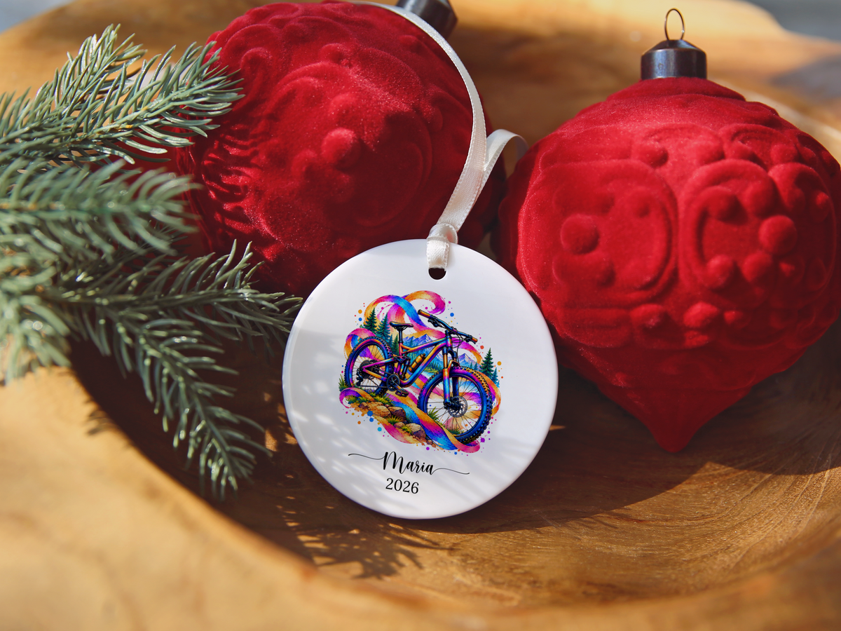 Mountain Biking Christmas Ornament