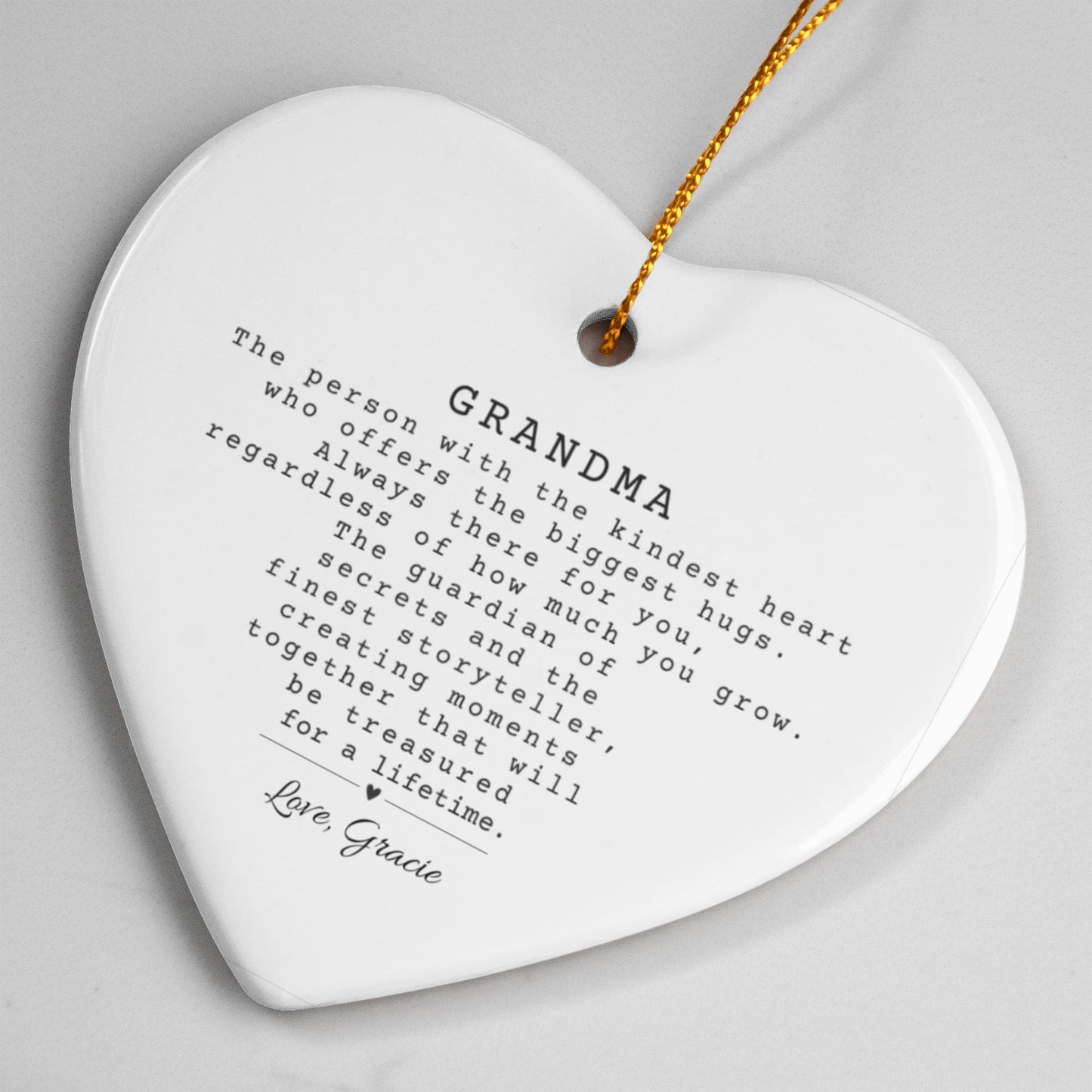 Grandma Ceramic Heart Ornament