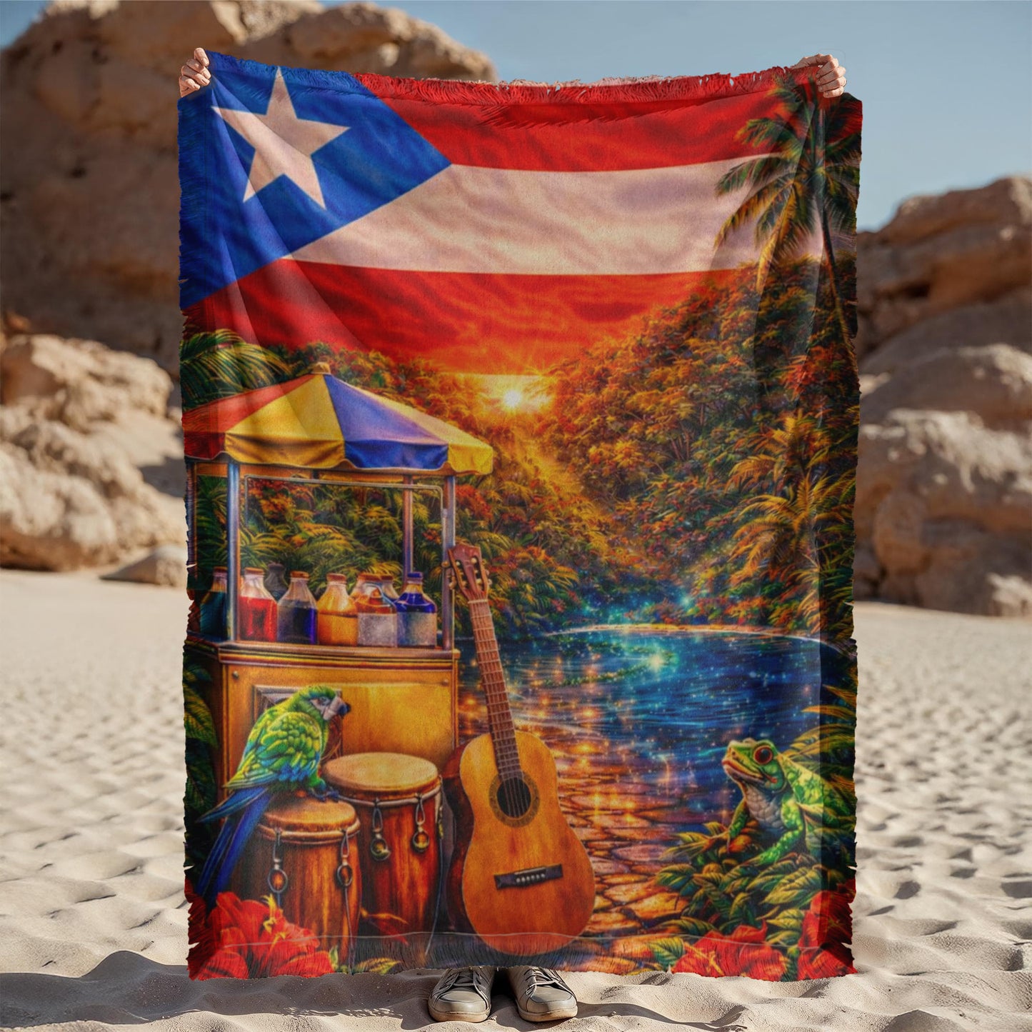 Puerto Rico Flag Blanket, Island Vibe Throw, Tropical Decor Gift, Vibrant Puerto Rican Keepsake, Gorgeous Vacation Memory