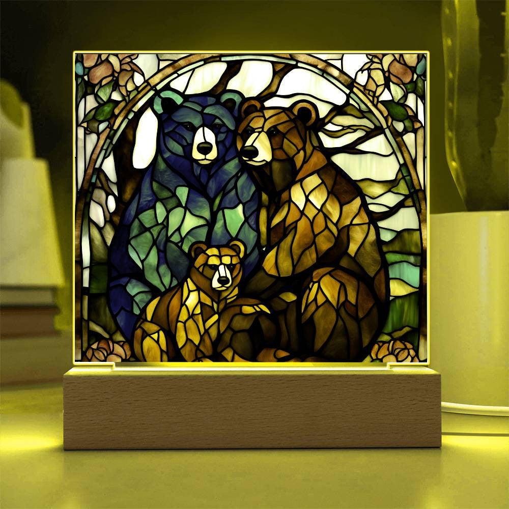 Bear Family Acrylic Square Plaque-[Heartfelt Family Gift]