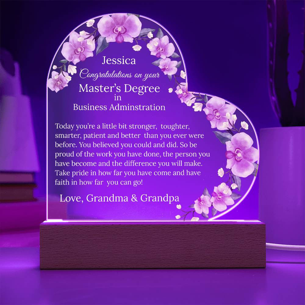 Personalized Masters Degree Graduation Plaque