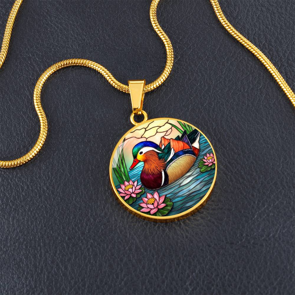 Lotus Mallard Duck Necklace with Engraving