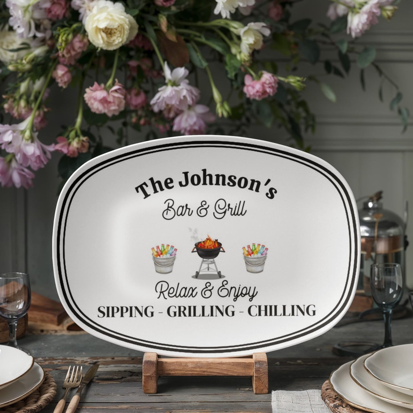 Personalized BBQ Grilling Plate 10”x14” Platter