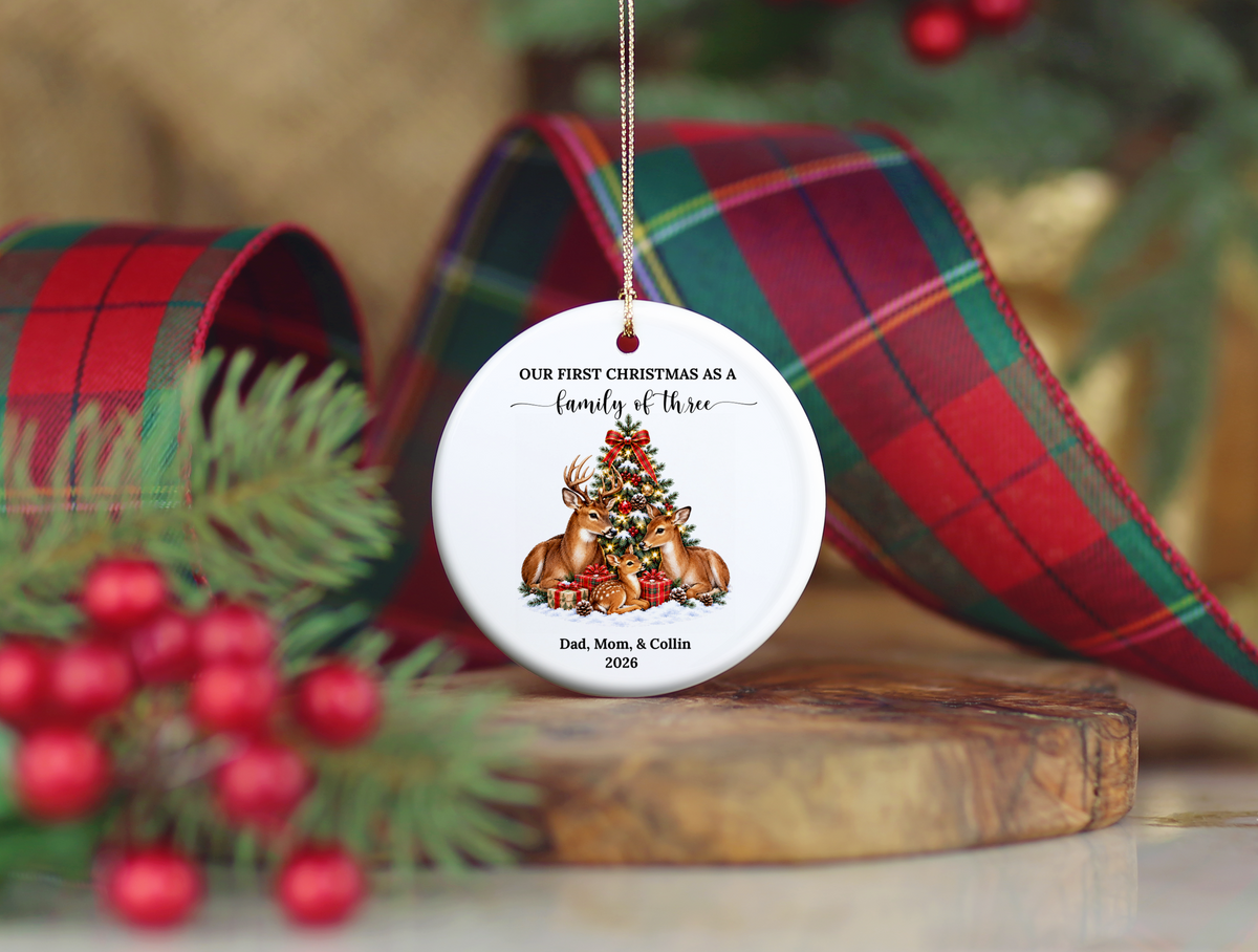 First Christmas As A Family of Three Ornament