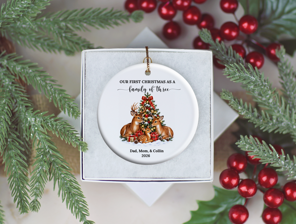 First Christmas As A Family of Three Ornament