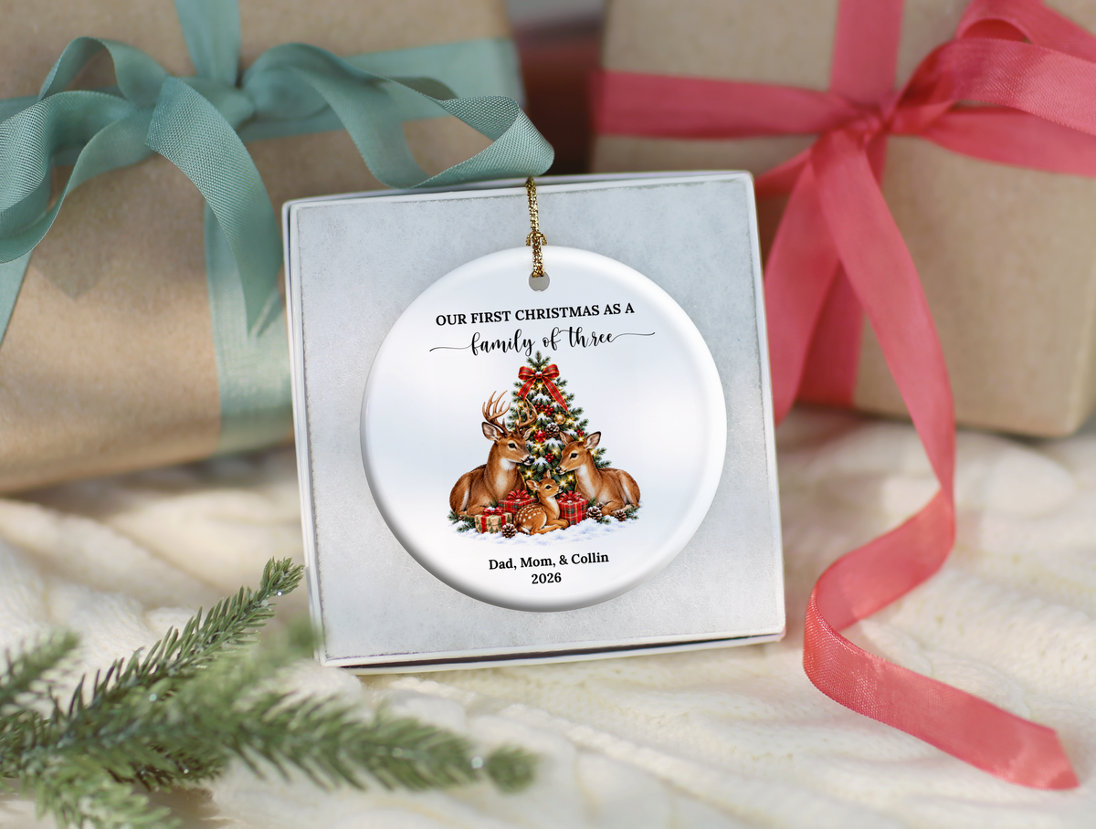 First Christmas As A Family of Three Ornament