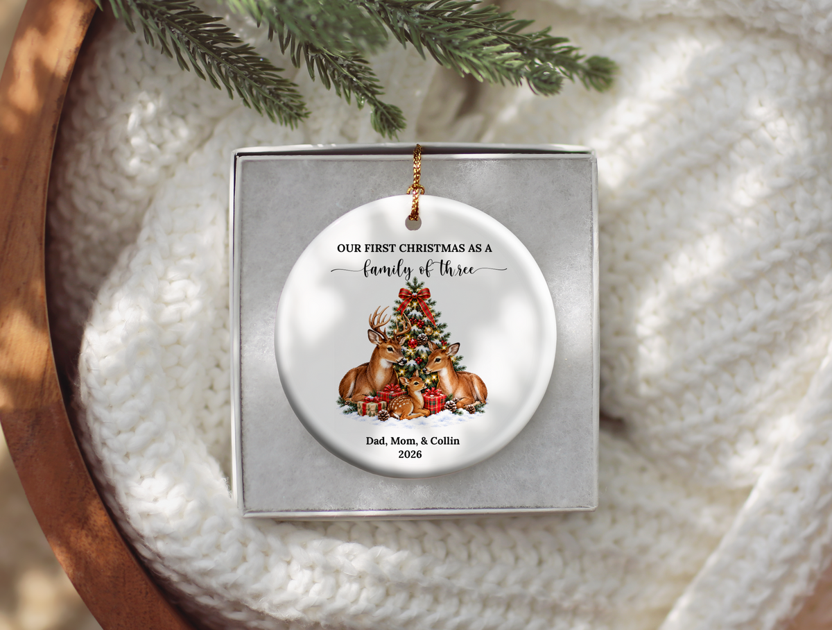 First Christmas As A Family of Three Ornament