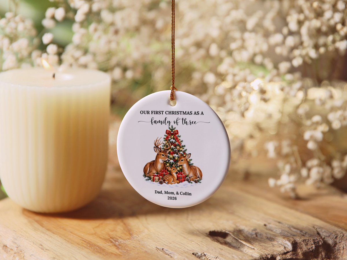 First Christmas As A Family of Three Ornament