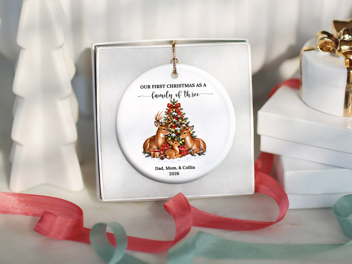 First Christmas As A Family of Three Ornament
