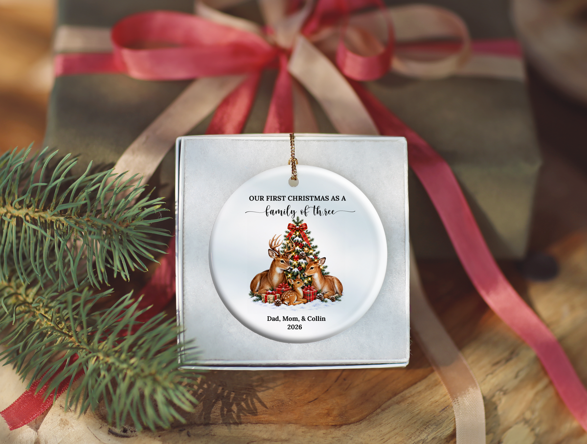 First Christmas As A Family of Three Ornament