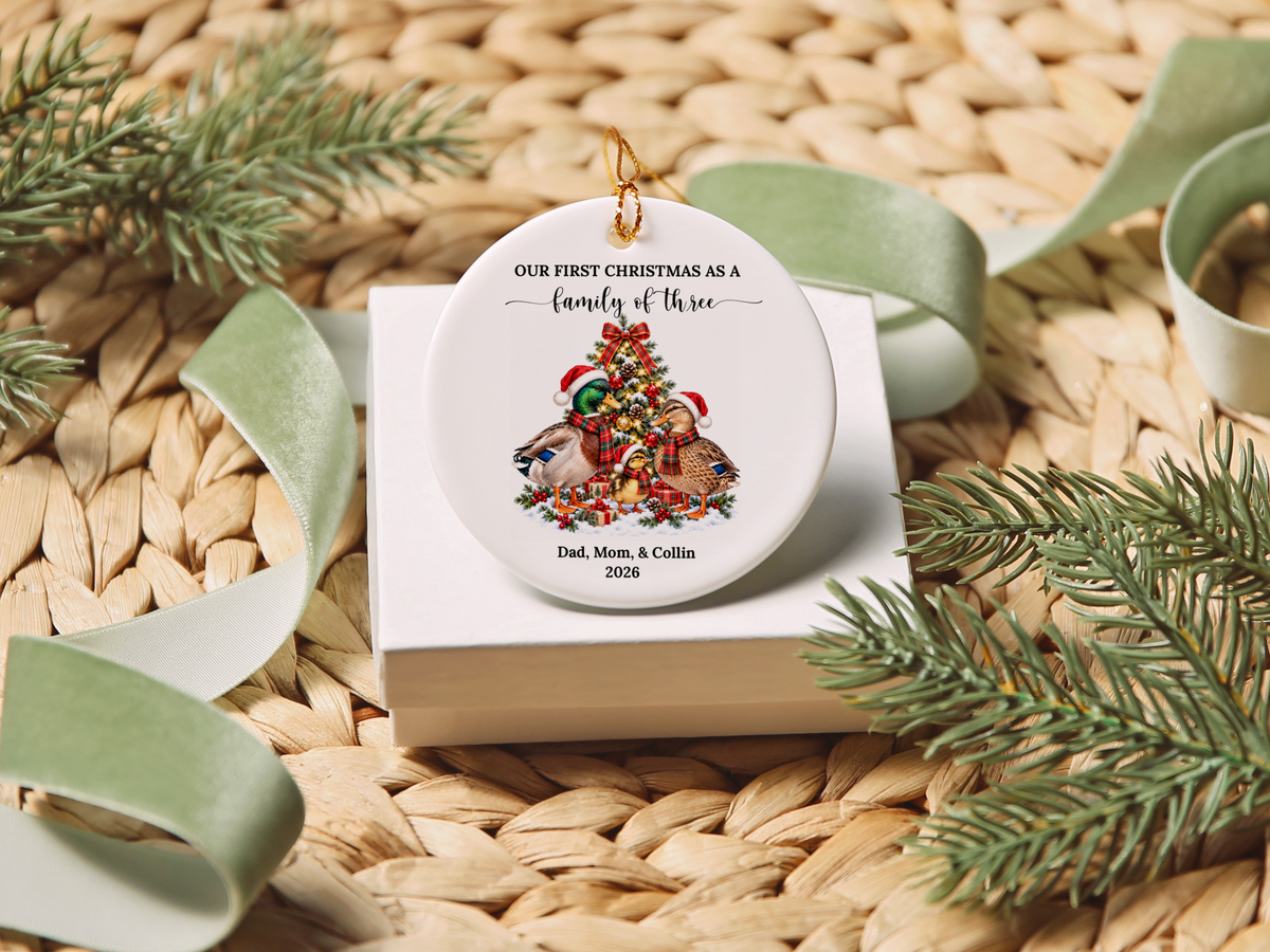 First Christmas as A Family of Three Mallard Duck Ornament