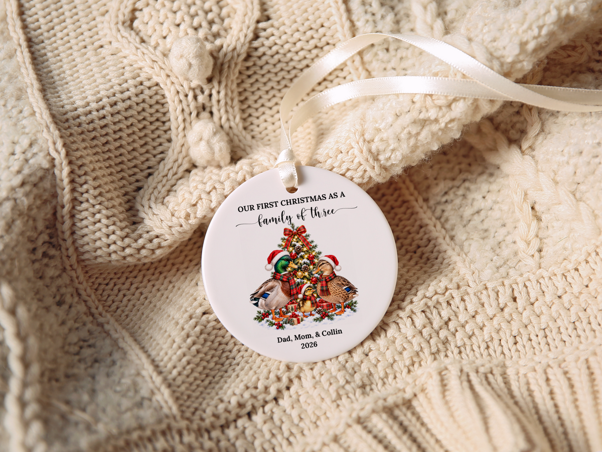 First Christmas as A Family of Three Mallard Duck Ornament