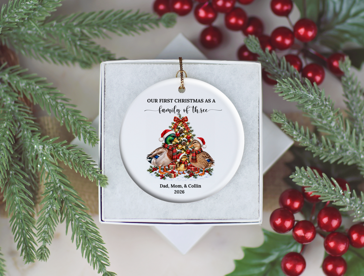 First Christmas as A Family of Three Mallard Duck Ornament