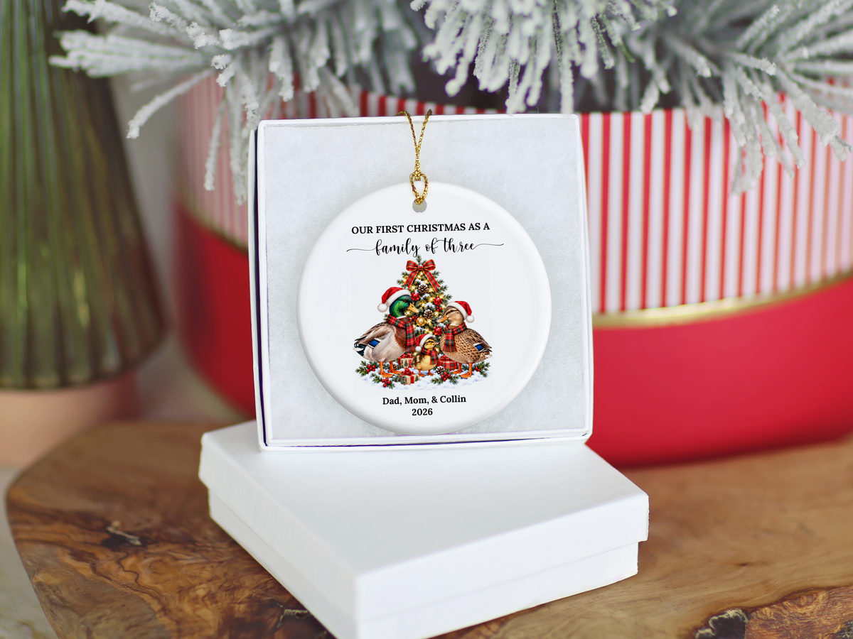First Christmas as A Family of Three Mallard Duck Ornament