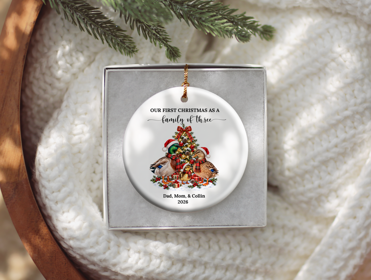 First Christmas as A Family of Three Mallard Duck Ornament