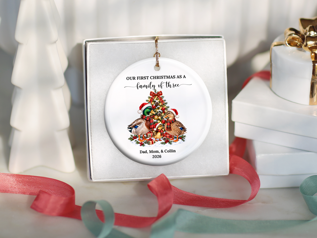 First Christmas as A Family of Three Mallard Duck Ornament