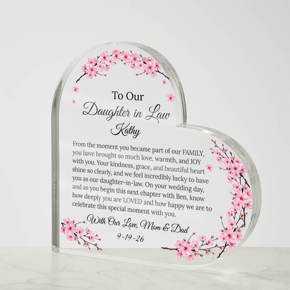 Personalized Heart Acrylic Plaque Gift for Daughter-In-Law