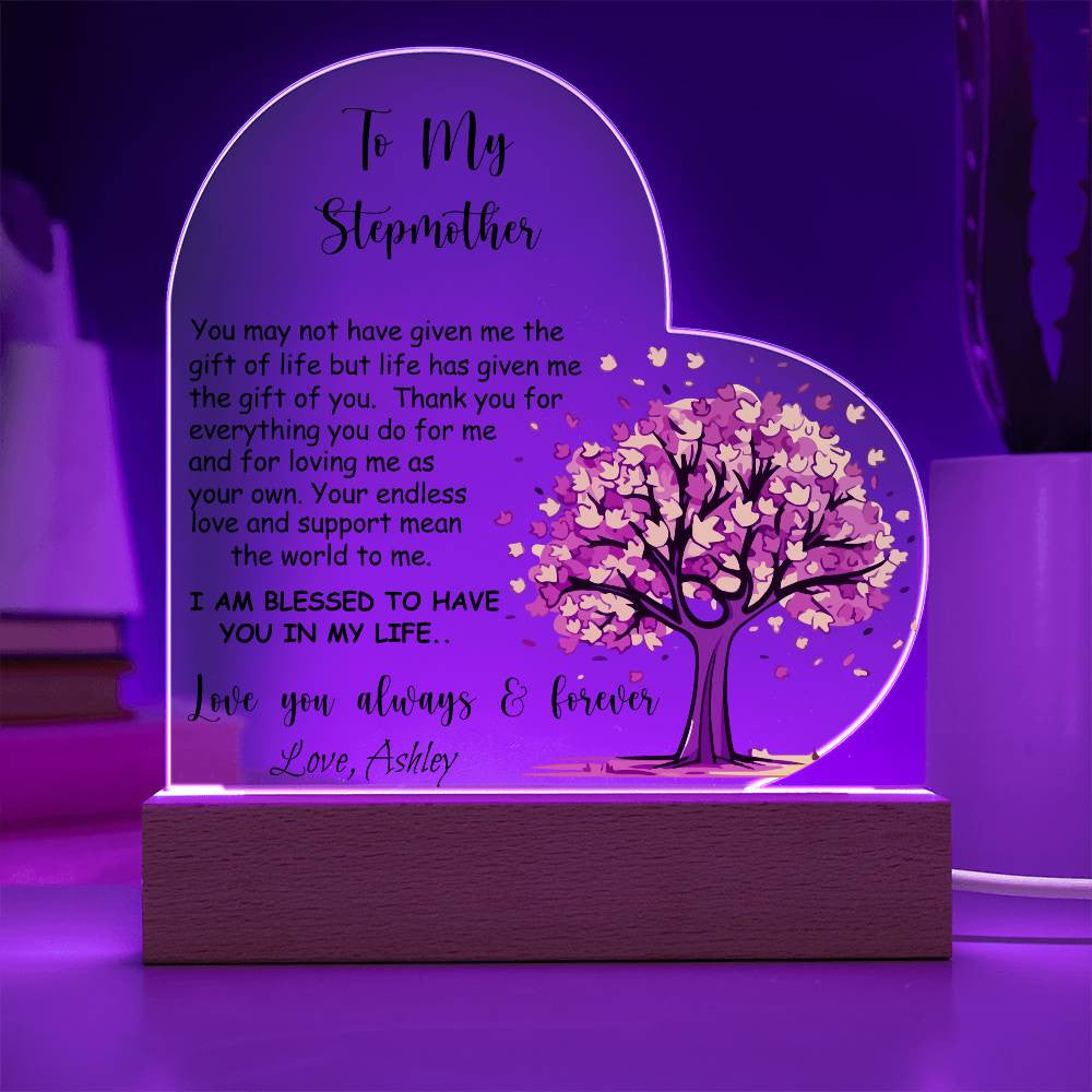 Stepmother Acrylic Heart Plaque Gift-[Heartfelt Family Gift]